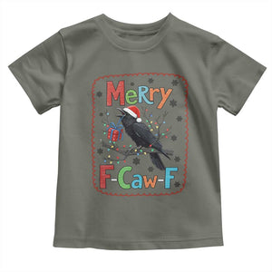 Funny Christmas Santa Raven Toddler T Shirt Merry F Caw F Joke Gift - Print Your Wear