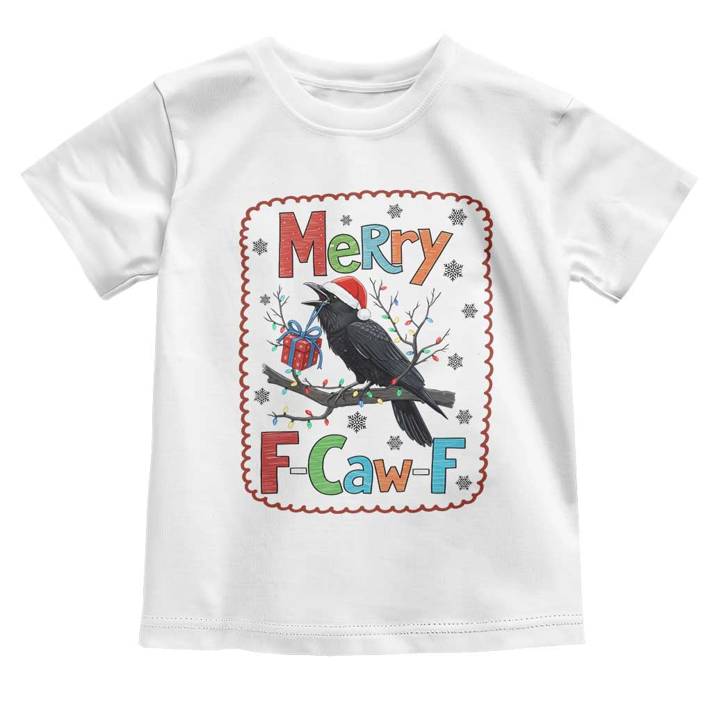 Funny Christmas Santa Raven Toddler T Shirt Merry F Caw F Joke Gift - Print Your Wear
