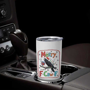 Funny Christmas Santa Raven Tumbler Cup Merry F Caw F Joke Gift - Print Your Wear