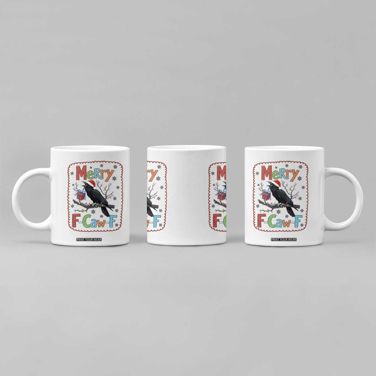 Funny Christmas Santa Raven Coffee Mug Merry F Caw F Joke Gift TS12 Print Your Wear