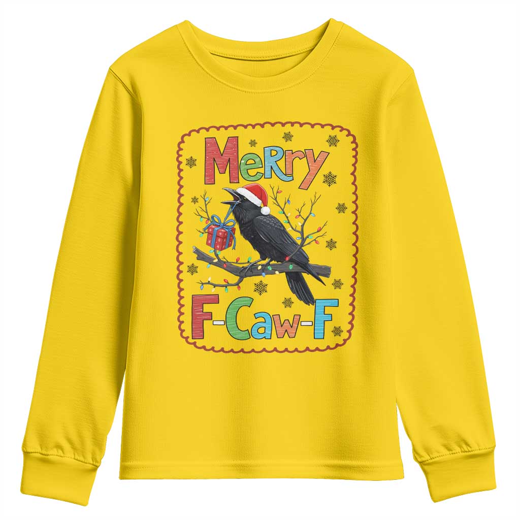 Funny Christmas Santa Raven Youth Sweatshirt Merry F Caw F Joke Gift TS12 Daisy Print Your Wear
