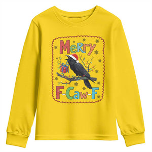 Funny Christmas Santa Raven Youth Sweatshirt Merry F Caw F Joke Gift TS12 Daisy Print Your Wear