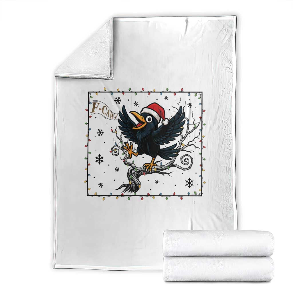 Funny Christmas Raven Lovers Throw Blanket F Caw F Joke Gift - Print Your Wear