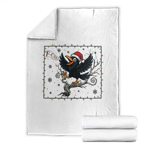 Funny Christmas Raven Lovers Throw Blanket F Caw F Joke Gift - Print Your Wear