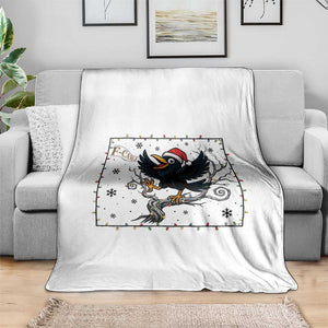 Funny Christmas Raven Lovers Throw Blanket F Caw F Joke Gift - Print Your Wear