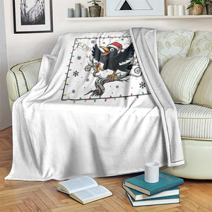 Funny Christmas Raven Lovers Throw Blanket F Caw F Joke Gift - Print Your Wear