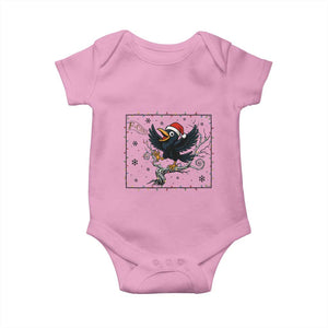 Funny Christmas Raven Lovers Baby Onesie F Caw F Joke Gift TS12 Light Pink Print Your Wear