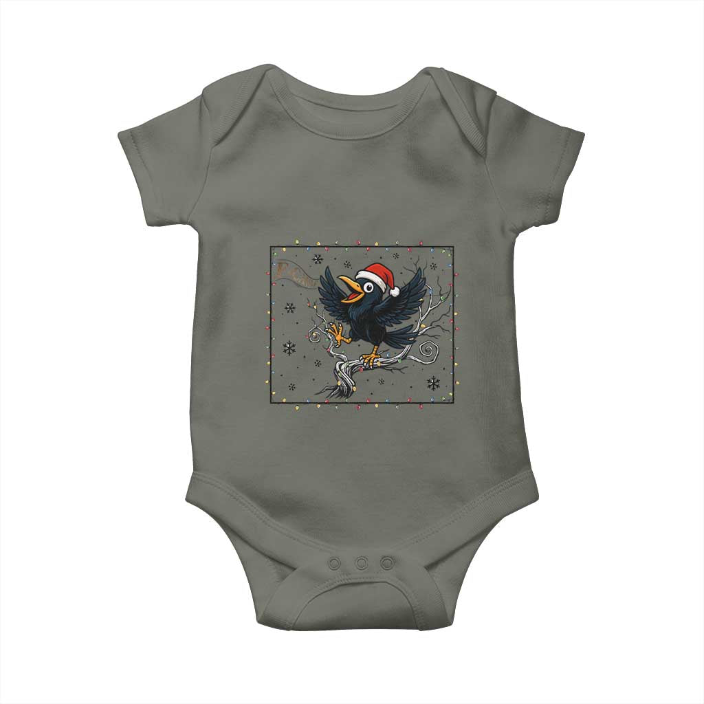 Funny Christmas Raven Lovers Baby Onesie F Caw F Joke Gift TS12 Military Green Print Your Wear