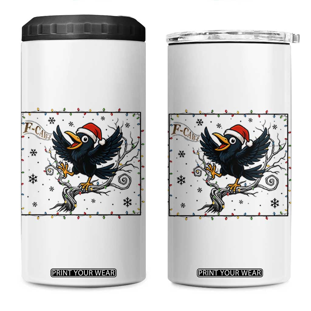 Funny Christmas Raven Lovers 4 in 1 Can Cooler Tumbler F Caw F Joke Gift - Print Your Wear