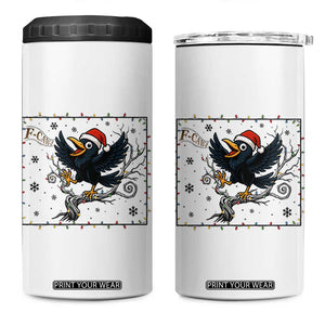 Funny Christmas Raven Lovers 4 in 1 Can Cooler Tumbler F Caw F Joke Gift - Print Your Wear