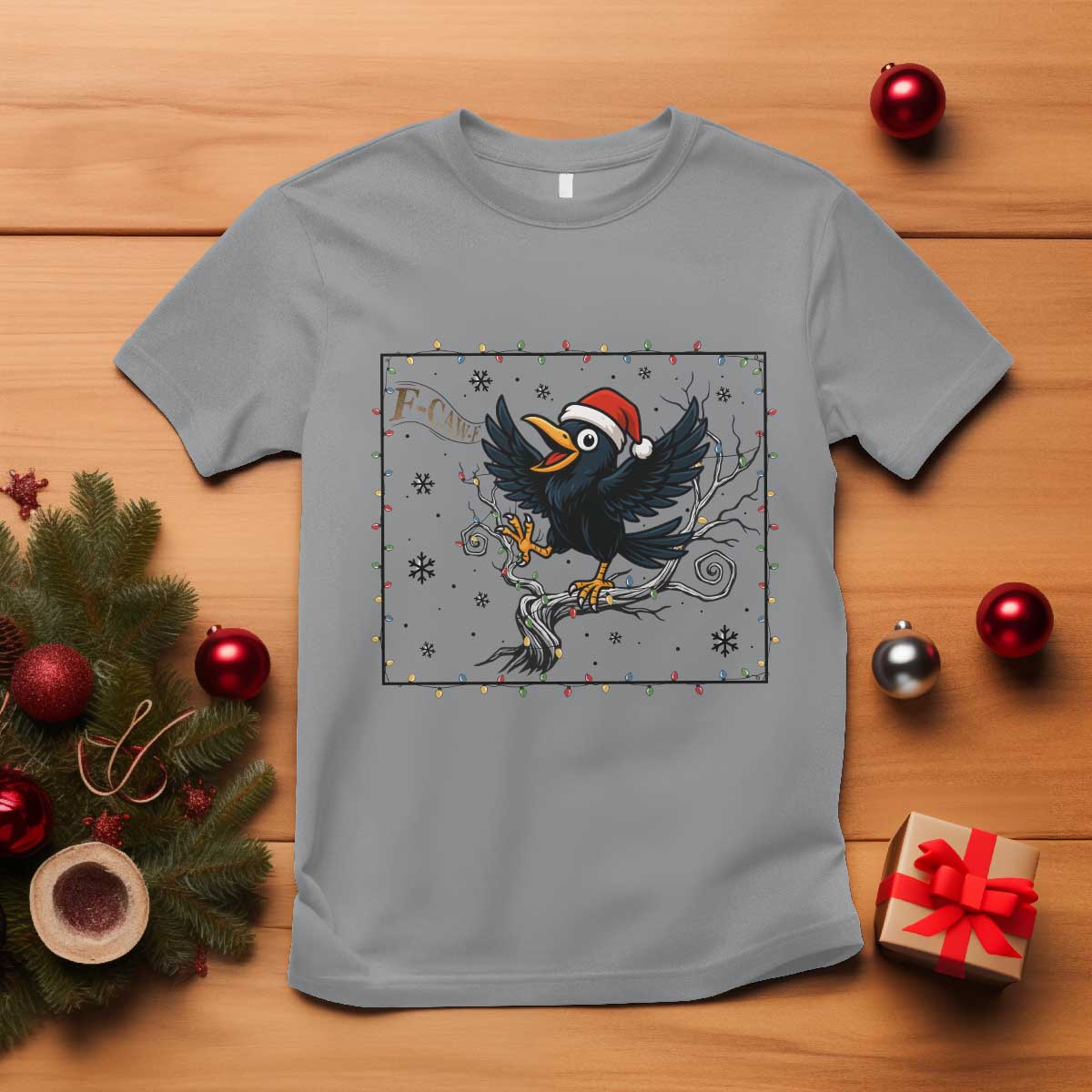 Funny Christmas Raven Lovers T Shirt F Caw F Joke Gift TS12 Sport Gray Print Your Wear