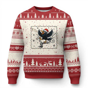 Funny Xmas Raven Lovers Ugly Christmas Sweater F Caw F Joke Gift - Print Your Wear