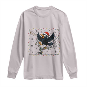 Funny Christmas Raven Lovers Long Sleeve Shirt F Caw F Joke Gift TS12 Ice Gray Print Your Wear