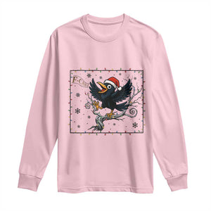 Funny Christmas Raven Lovers Long Sleeve Shirt F Caw F Joke Gift TS12 Light Pink Print Your Wear