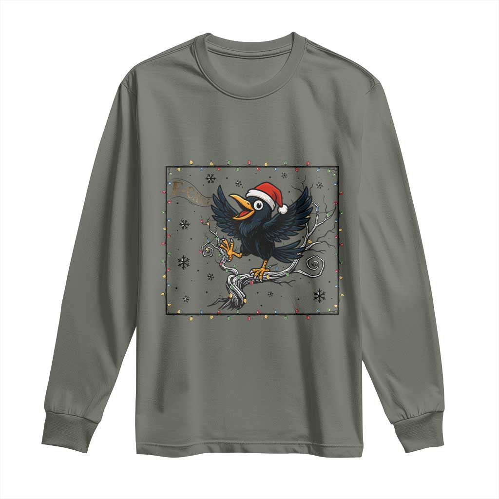 Funny Christmas Raven Lovers Long Sleeve Shirt F Caw F Joke Gift TS12 Military Green Print Your Wear