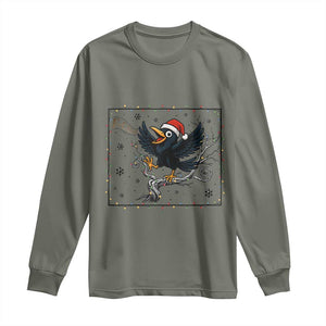 Funny Christmas Raven Lovers Long Sleeve Shirt F Caw F Joke Gift TS12 Military Green Print Your Wear