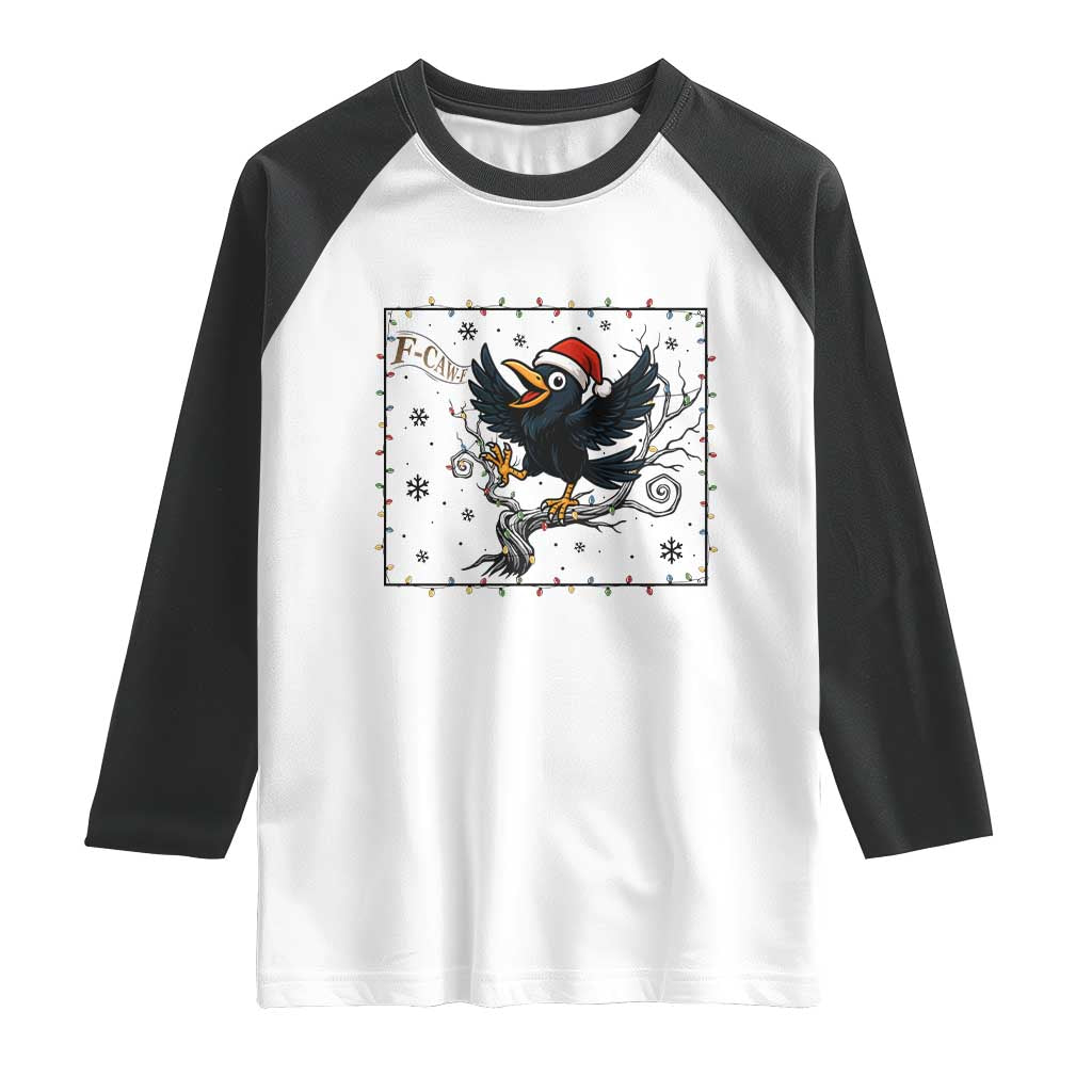 Funny Christmas Raven Lovers Raglan Shirt F Caw F Joke Gift - Print Your Wear