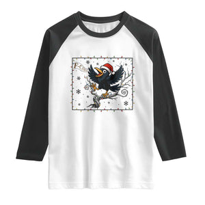Funny Christmas Raven Lovers Raglan Shirt F Caw F Joke Gift - Print Your Wear