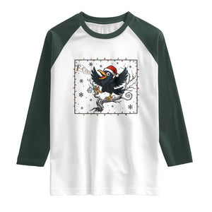 Funny Christmas Raven Lovers Raglan Shirt F Caw F Joke Gift TS12 White Dark Forest Green Print Your Wear