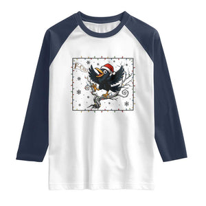 Funny Christmas Raven Lovers Raglan Shirt F Caw F Joke Gift TS12 White Navy Print Your Wear