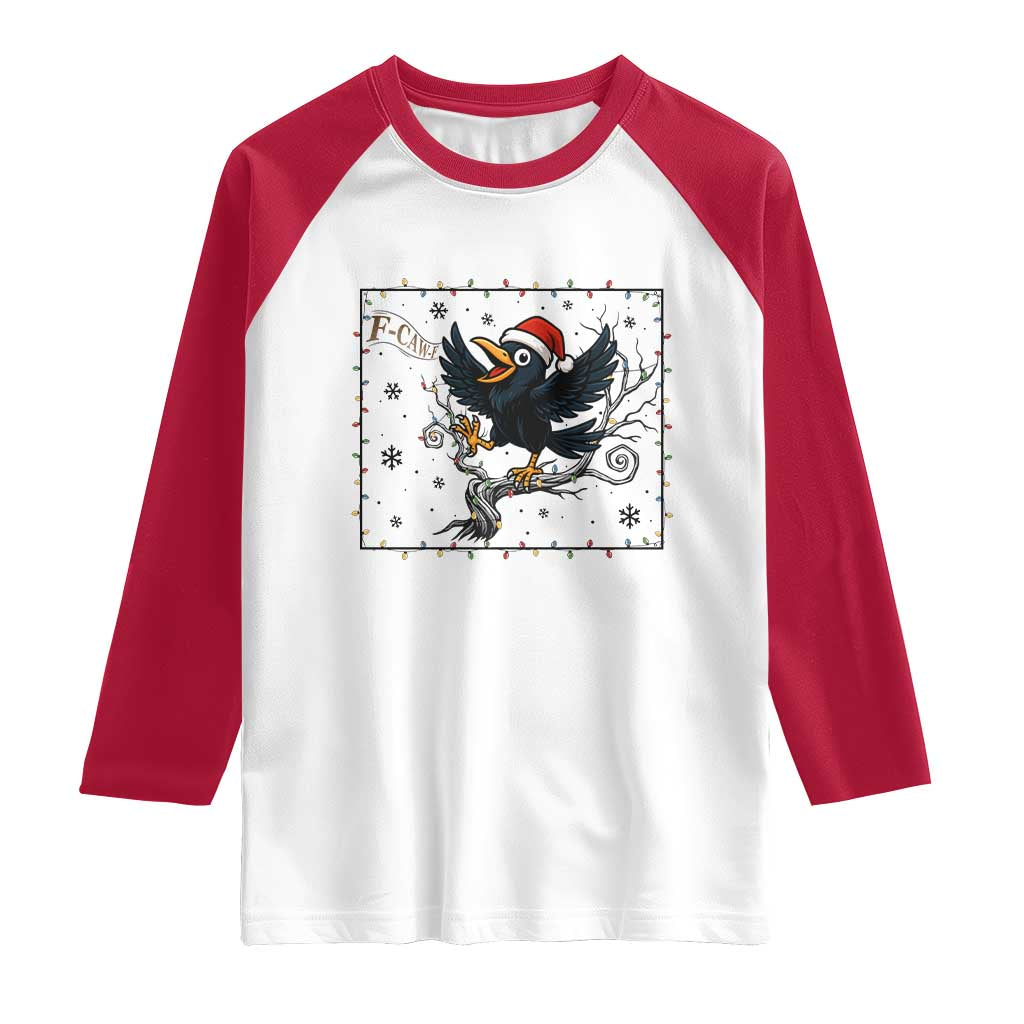 Funny Christmas Raven Lovers Raglan Shirt F Caw F Joke Gift TS12 White Red Print Your Wear