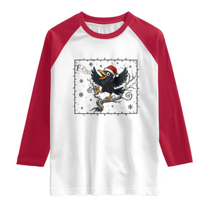 Funny Christmas Raven Lovers Raglan Shirt F Caw F Joke Gift - Print Your Wear