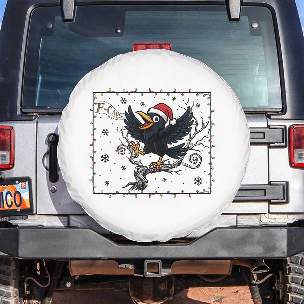 Funny Christmas Raven Lovers Spare Tire Cover F Caw F Joke Gift TS12 No hole White Print Your Wear