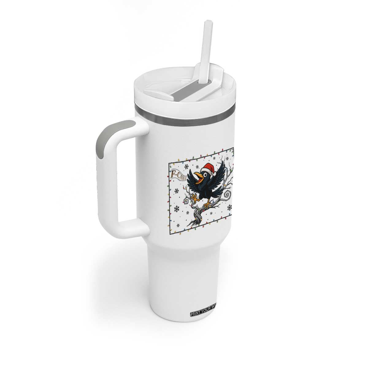 Funny Christmas Raven Lovers Tumbler With Handle F Caw F Joke Gift TS12 Print Your Wear