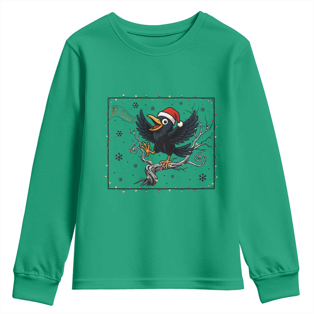 Funny Christmas Raven Lovers Youth Sweatshirt F Caw F Joke Gift TS12 Irish Green Print Your Wear