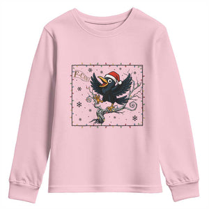 Funny Christmas Raven Lovers Youth Sweatshirt F Caw F Joke Gift TS12 Light Pink Print Your Wear