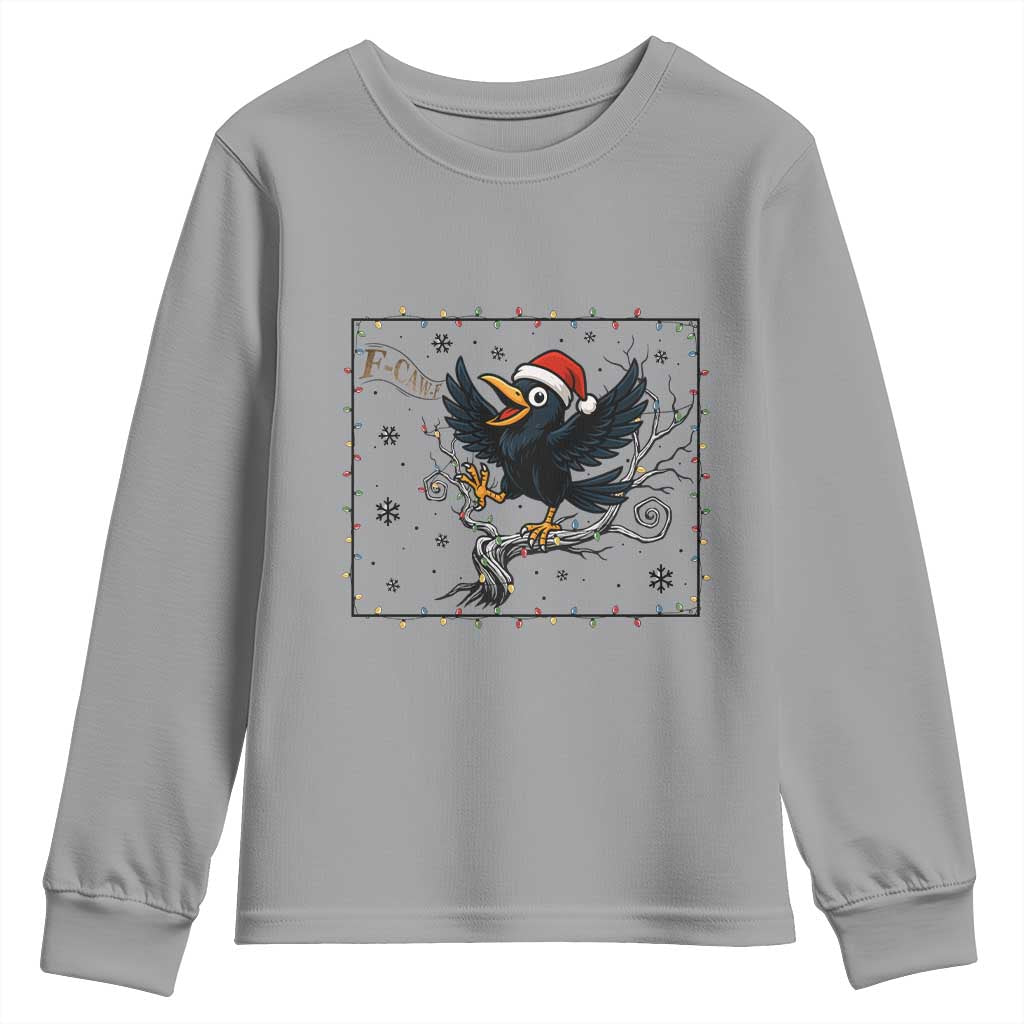 Funny Christmas Raven Lovers Youth Sweatshirt F Caw F Joke Gift TS12 Sport Gray Print Your Wear
