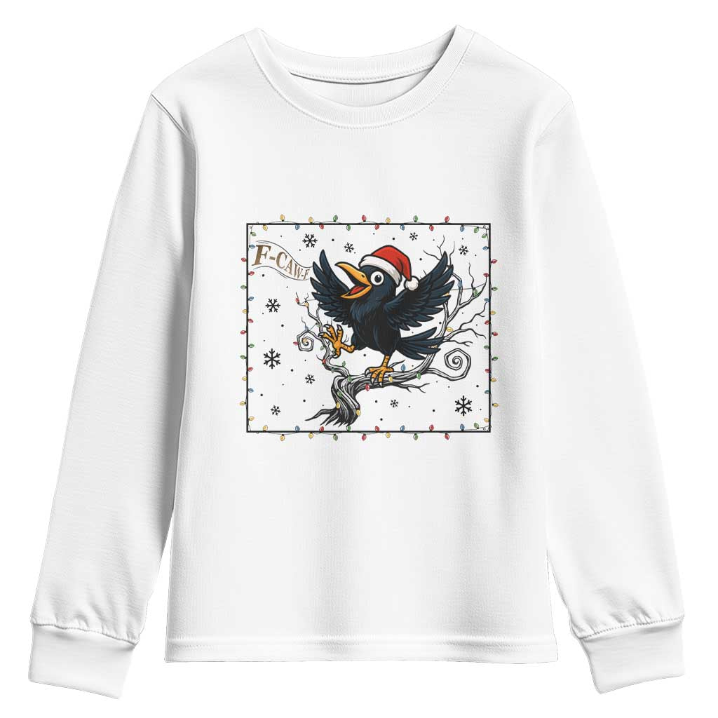 Funny Christmas Raven Lovers Youth Sweatshirt F Caw F Joke Gift - Print Your Wear