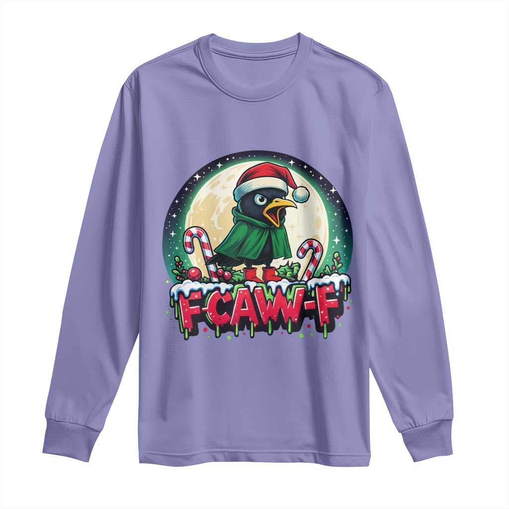 Funny F Caw F Raven Joke Long Sleeve Shirt Holiday Gift TS12 Violet Print Your Wear