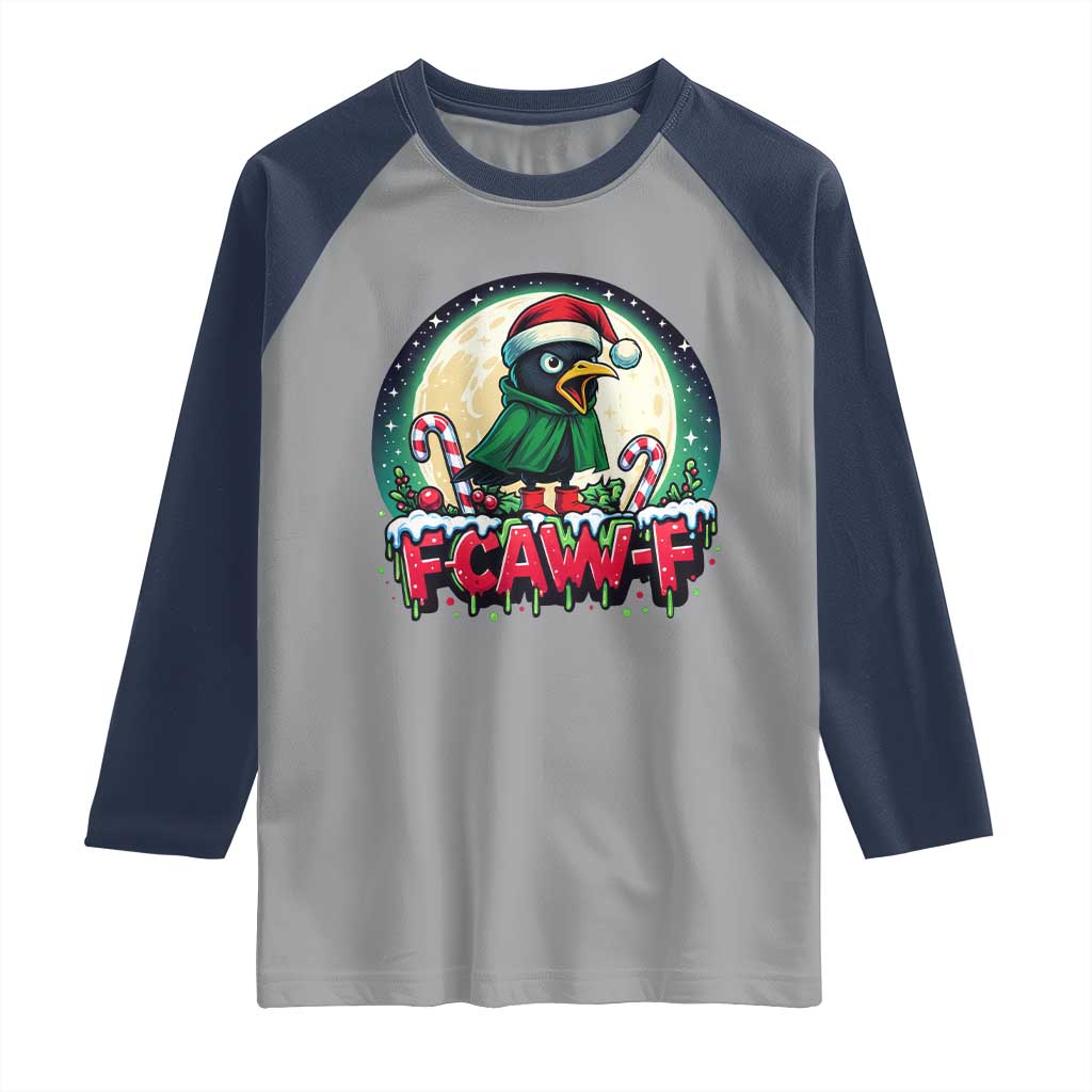 Funny F Caw F Raven Joke Raglan Shirt Holiday Gift TS12 Sport Gray Navy Print Your Wear
