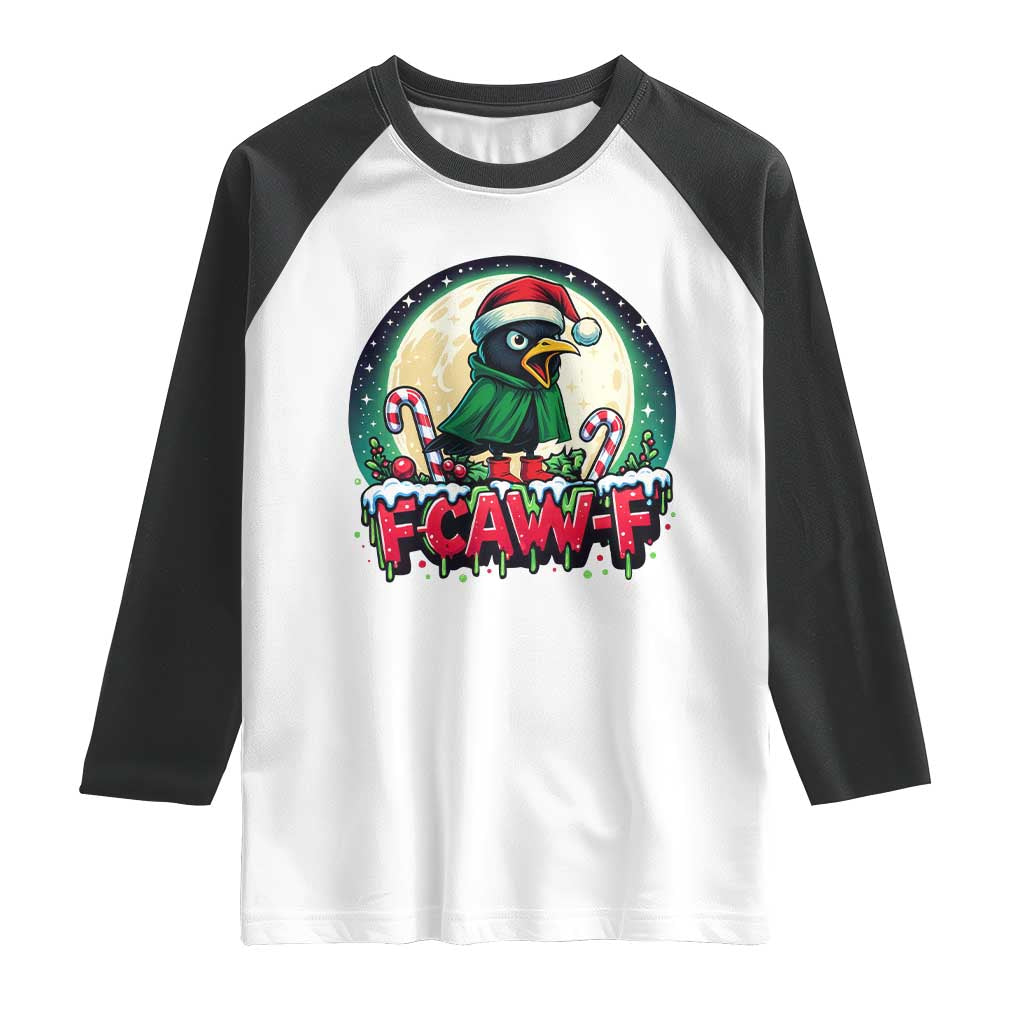 Funny F Caw F Raven Joke Raglan Shirt Holiday Gift - Print Your Wear