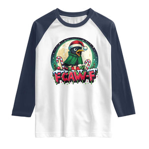 Funny F Caw F Raven Joke Raglan Shirt Holiday Gift TS12 White Navy Print Your Wear