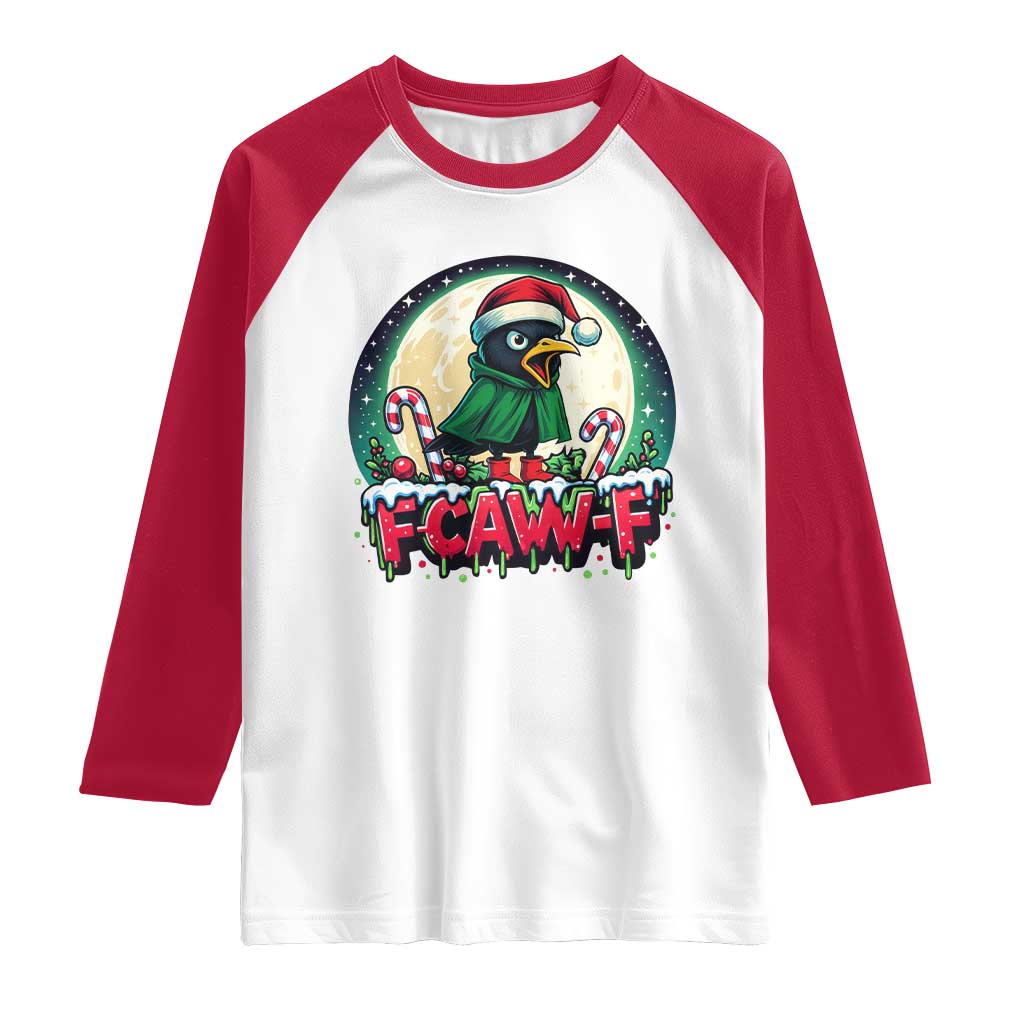 Funny F Caw F Raven Joke Raglan Shirt Holiday Gift TS12 White Red Print Your Wear