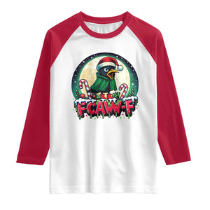 Funny F Caw F Raven Joke Raglan Shirt Holiday Gift TS12 White Red Print Your Wear