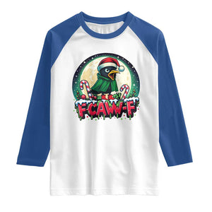 Funny F Caw F Raven Joke Raglan Shirt Holiday Gift TS12 White Royal Print Your Wear