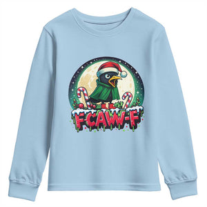 Funny F Caw F Raven Joke Youth Sweatshirt Holiday Gift TS12 Light Blue Print Your Wear