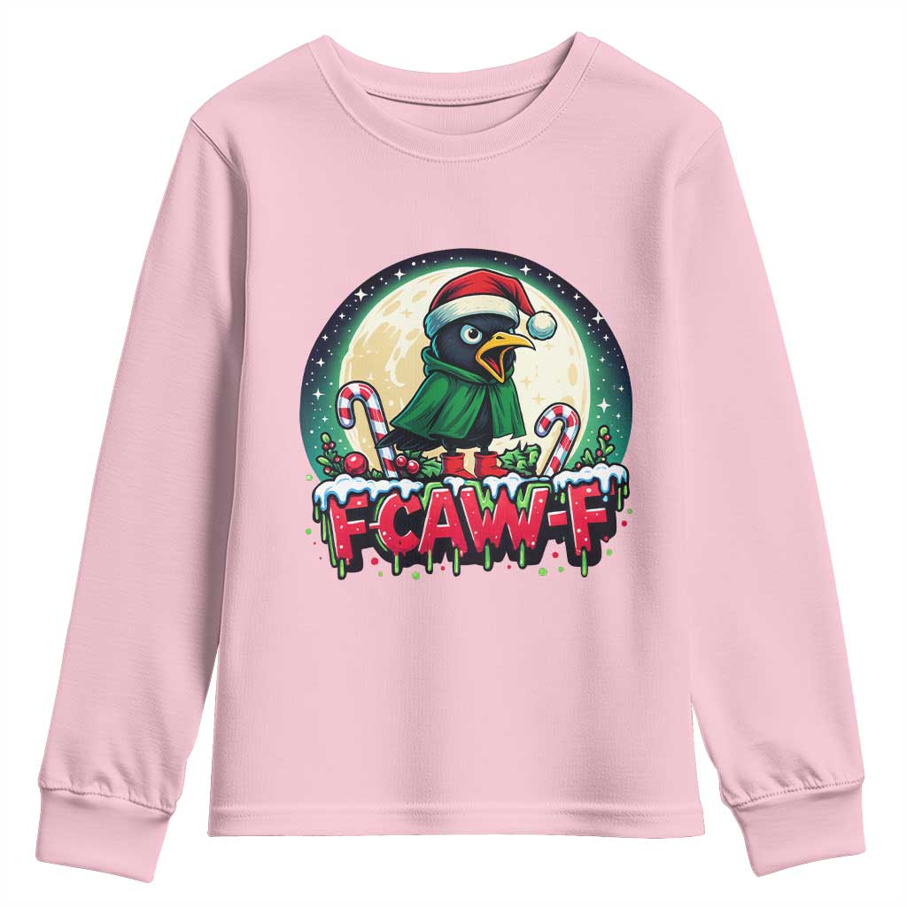 Funny F Caw F Raven Joke Youth Sweatshirt Holiday Gift TS12 Light Pink Print Your Wear