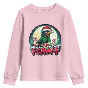 Funny F Caw F Raven Joke Youth Sweatshirt Holiday Gift TS12 Light Pink Print Your Wear