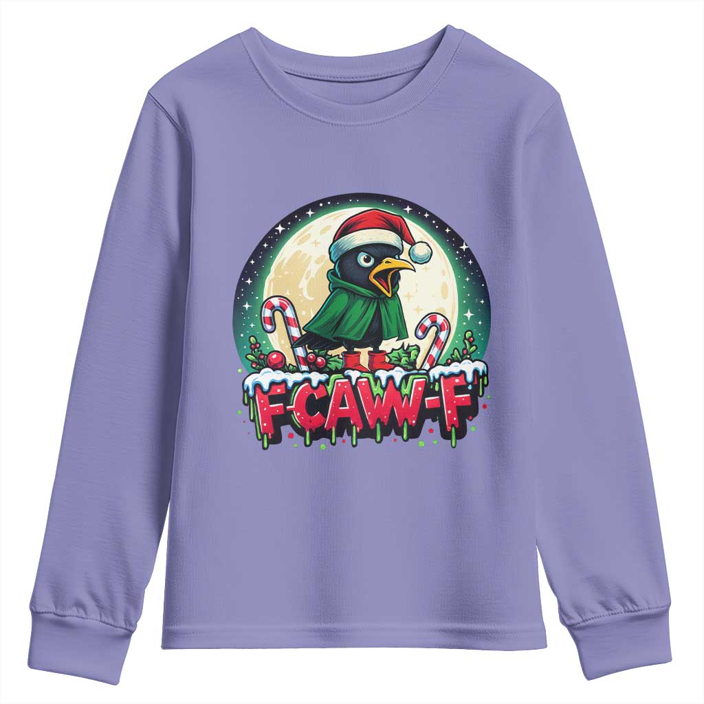 Funny F Caw F Raven Joke Youth Sweatshirt Holiday Gift TS12 Violet Print Your Wear