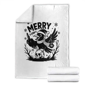 Merry F Caw F Christmas Raven Throw Blanket Funny Holiday Gift - Print Your Wear