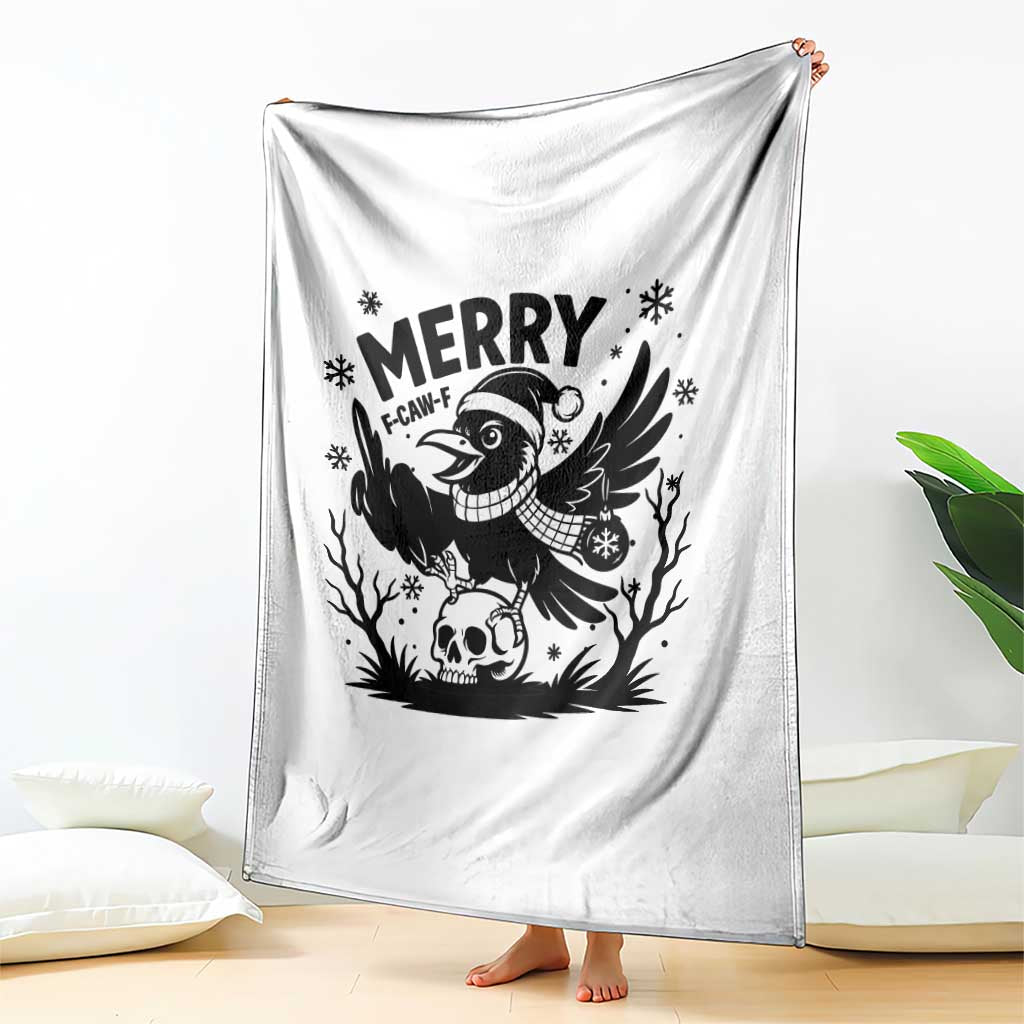 Merry F Caw F Christmas Raven Throw Blanket Funny Holiday Gift TS12 Print Your Wear