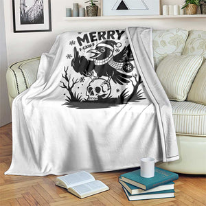 Merry F Caw F Christmas Raven Throw Blanket Funny Holiday Gift - Print Your Wear