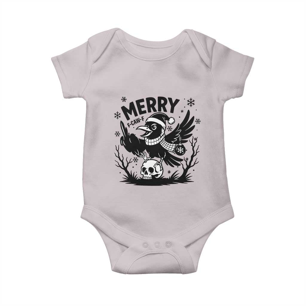 Merry F Caw F Christmas Raven Baby Onesie Funny Holiday Gift TS12 Ice Gray Print Your Wear
