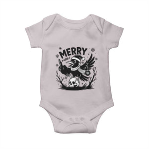 Merry F Caw F Christmas Raven Baby Onesie Funny Holiday Gift TS12 Ice Gray Print Your Wear