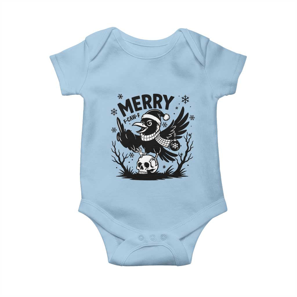 Merry F Caw F Christmas Raven Baby Onesie Funny Holiday Gift TS12 Light Blue Print Your Wear