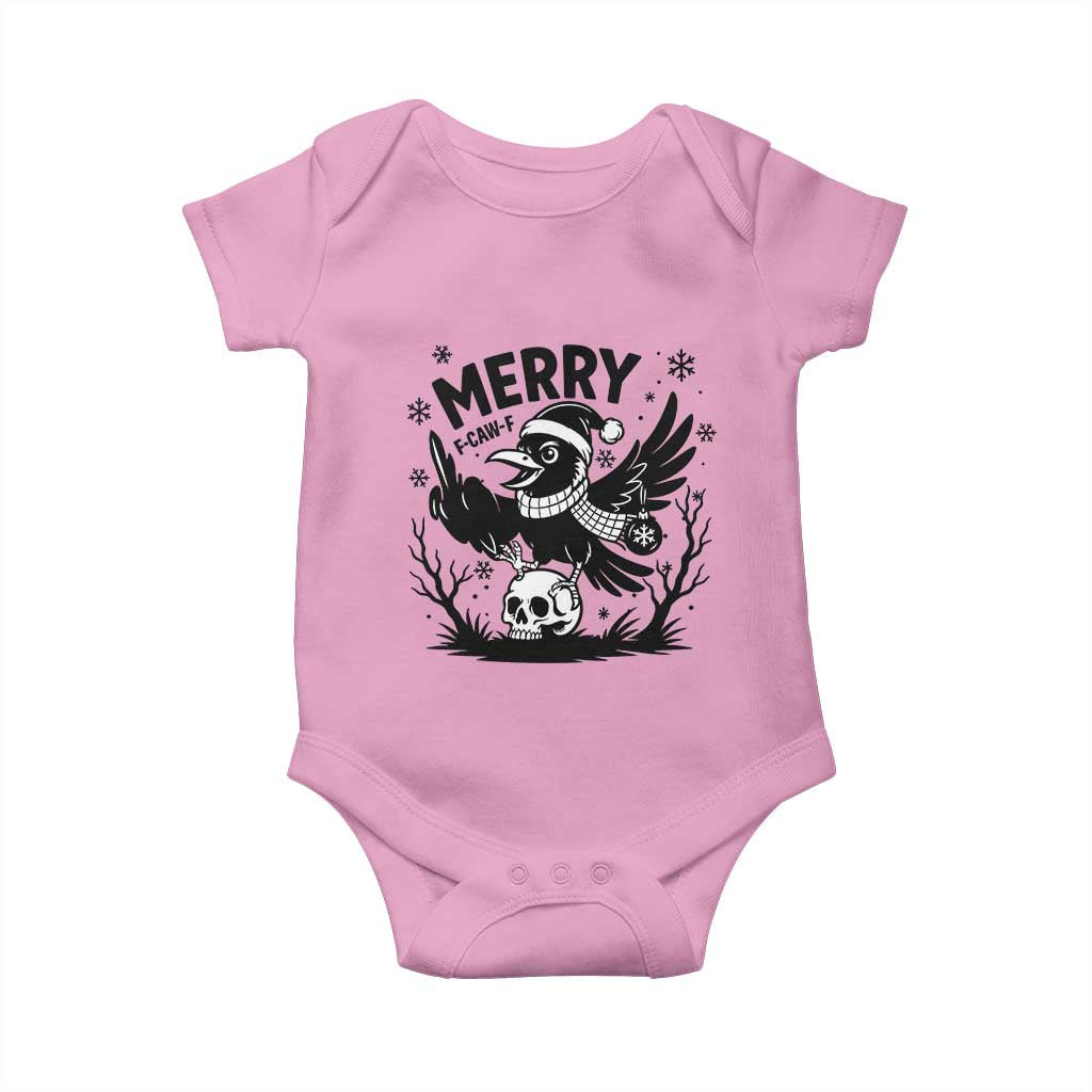 Merry F Caw F Christmas Raven Baby Onesie Funny Holiday Gift TS12 Light Pink Print Your Wear